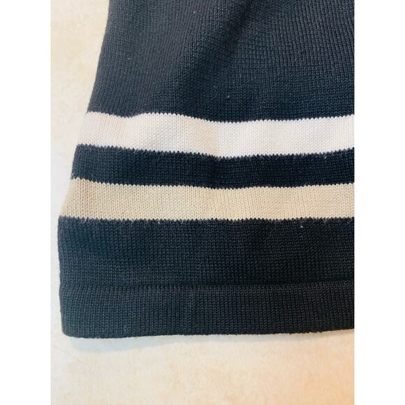 Christopher & Banks Sweater L Vest Set Striped Black Tan White Cardigan Button - Picture 9 of 10